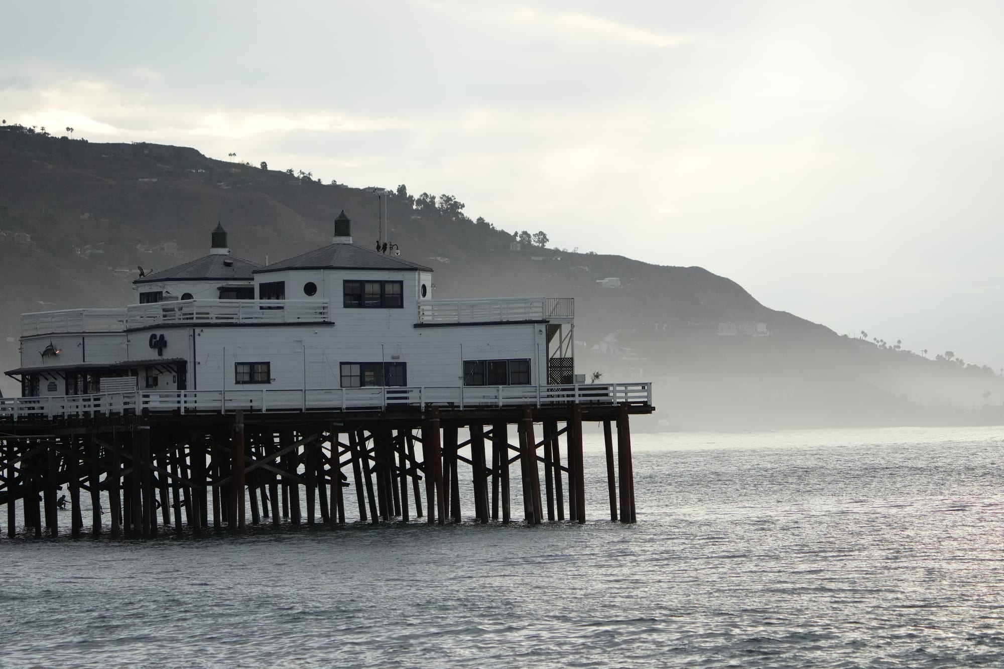 The pier with a set rolling through